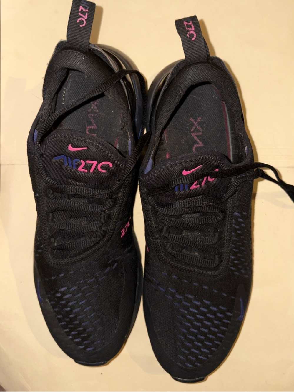 Nike Women's Black Sneakers with Pink Accents